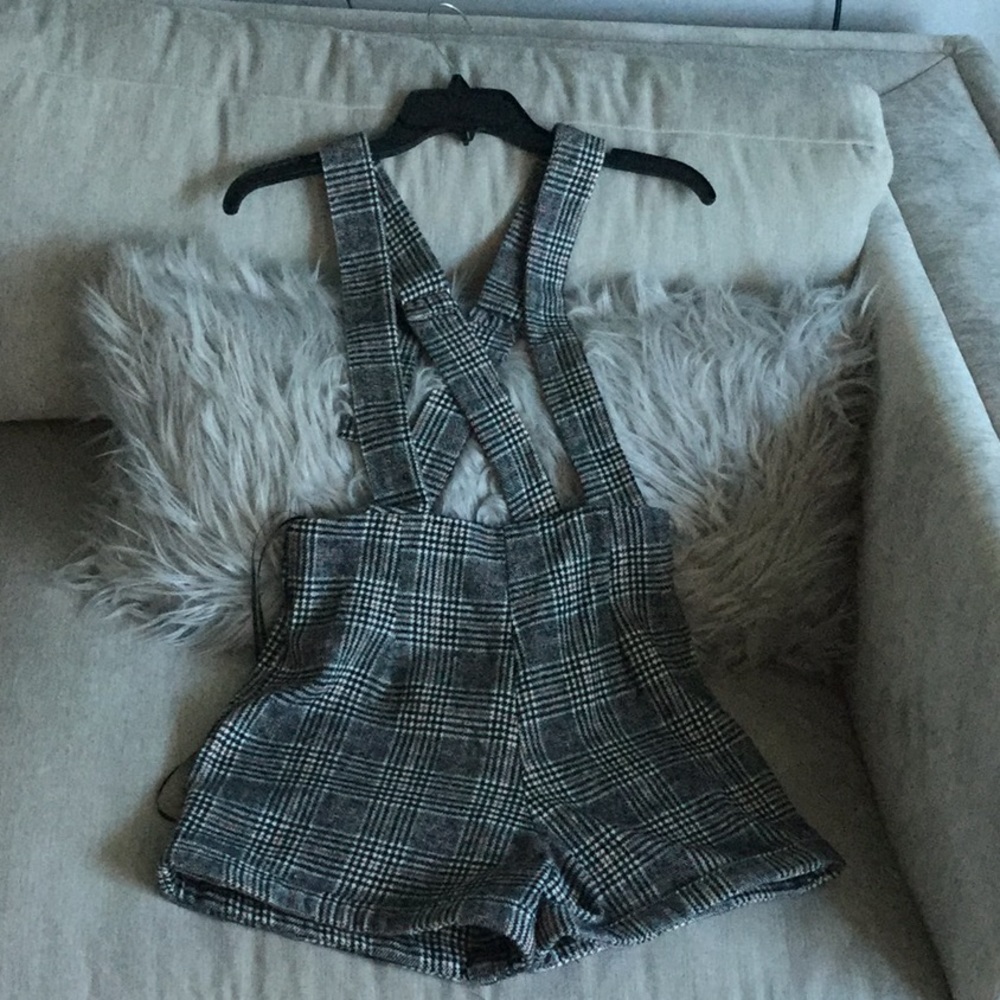Potter’s Pot Plaid Romper with Suspenders